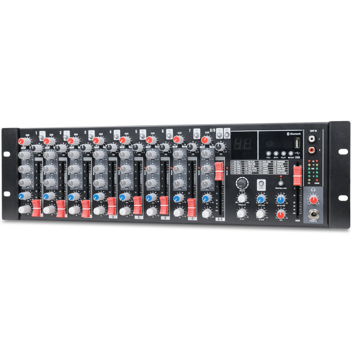 Pure Resonance Audio MX9 9-Channel Rack Mount Mixer with Bluetooth and Effects