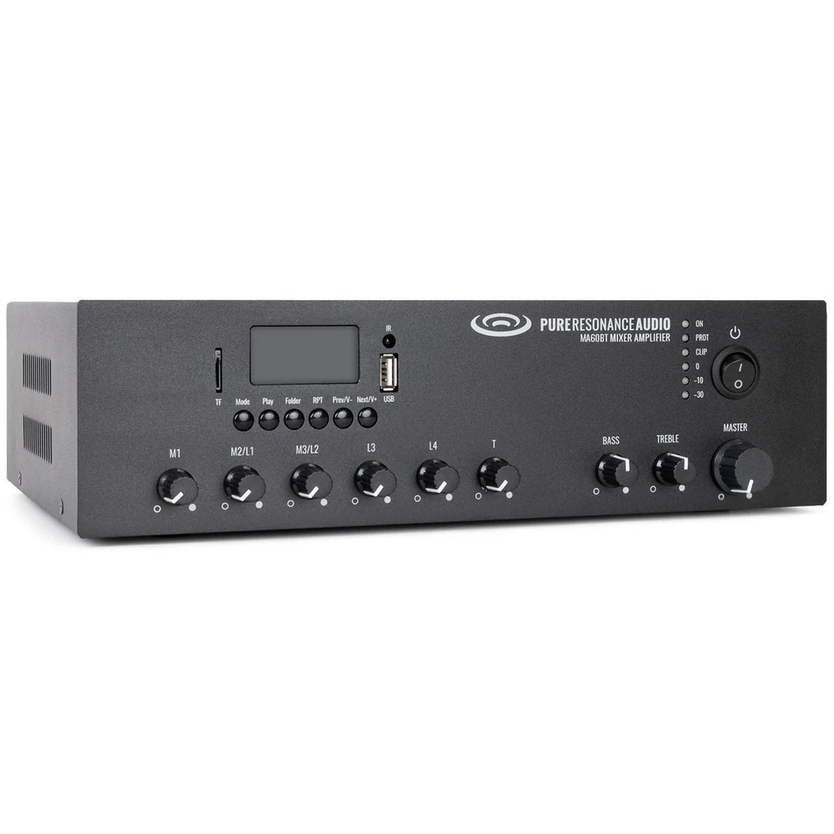 Pure Resonance Audio Background Music Sound System with (4)C5 Micro Pendant Speakers and MA60BT Bluetooth Mixer Amplifier