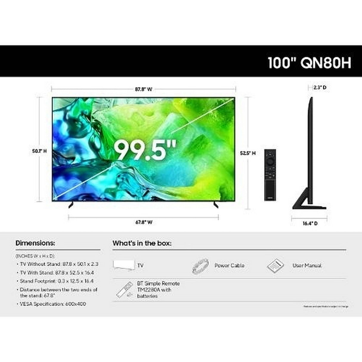 Samsung QN100QN80HFXZA Neo QLED 4K Smart TV, 100-Inch