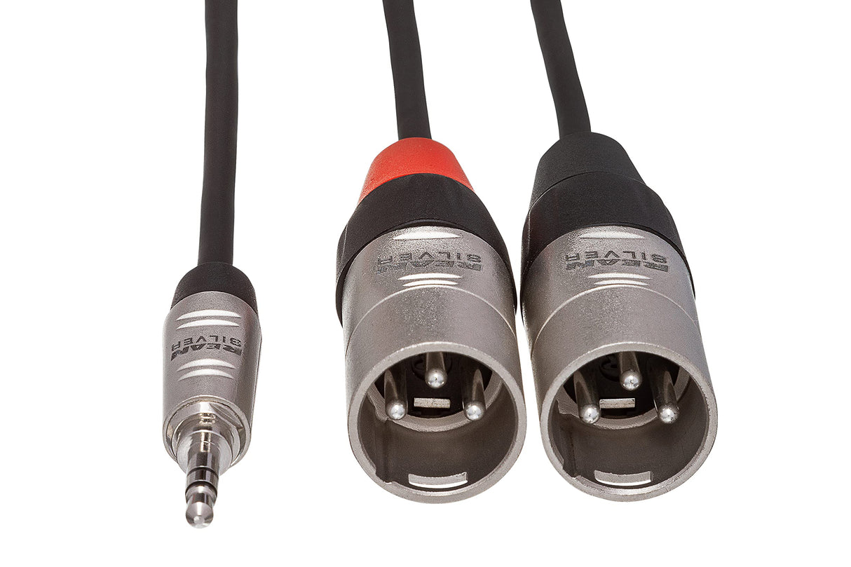 Hosa HMX-015Y REAN 3.5 mm TRS to Dual XLR3M Pro Stereo Breakout Cable 15 Feet