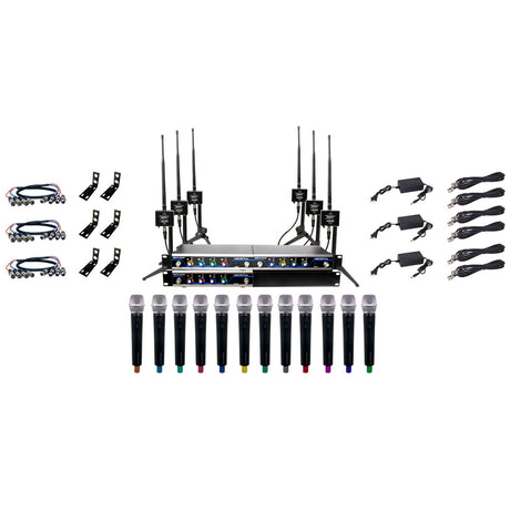 VocoPro BOOST-ACAPELLA-12 Long-Range Digital Wireless Microphone System 12 Set