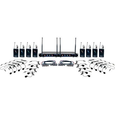 VocoPro Digital-PLAY-8 UHF Wireless 8-Channel Headset/Lapel Microphone System 902-927.2 MHz