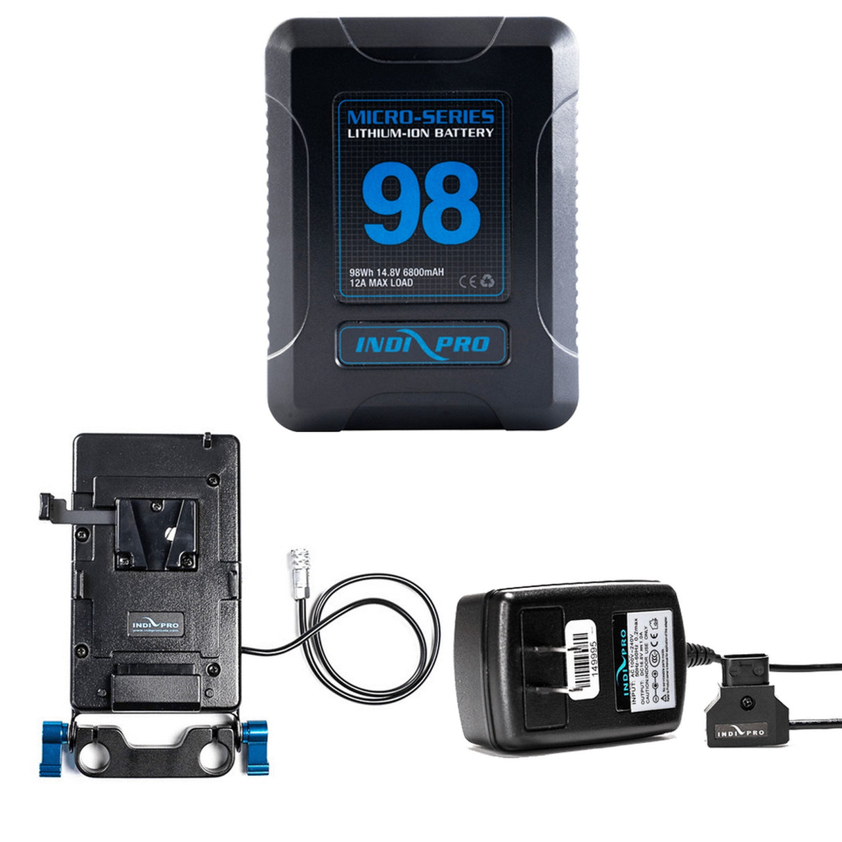 IndiPRO MSBM46KT Micro-Series 98Wh V-Mount Lithium-Ion Battery Kit for Blackmagic Pocket Cinema Camera 4K/6K