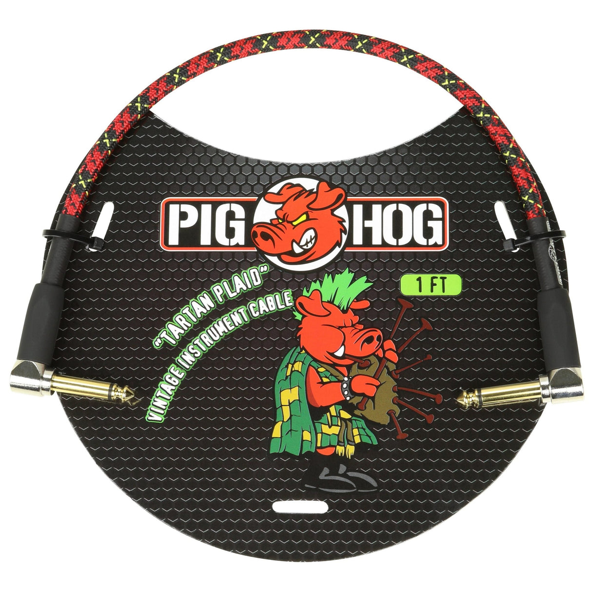 Pig Hog PCH1PLR ’Tartan Plaid’ 1ft Right Angled Patch Cables