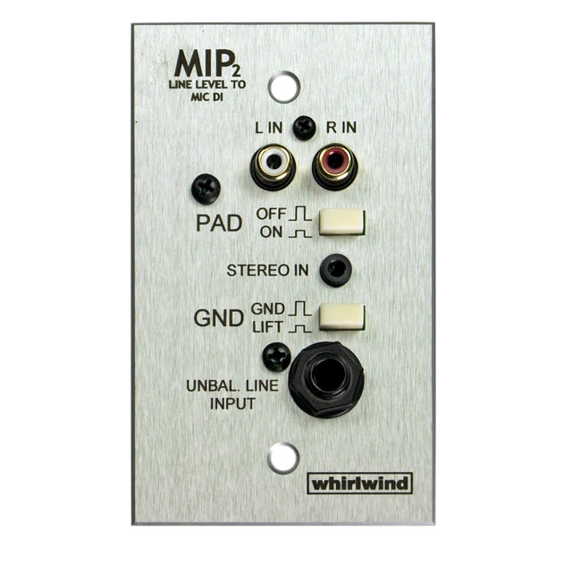 Whirlwind MIP2S 1-Gang Wall Input Plate with 3.5mm TRS Dual RCA 1/4-Inch TS Inputs Stainless