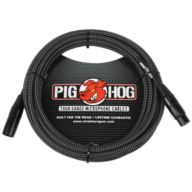 Pig Hog PHM10BKW Black and White Woven Microphone Cable 10ft XLR
