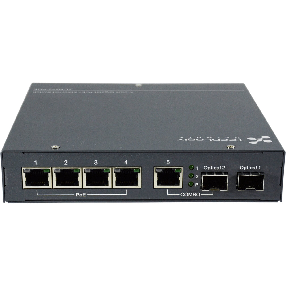 LYNN AV & Security Techlogix Networx TL-NS42-POE 4-Port Gigabit Ethernet Unmanaged PoE + Fiber Switch