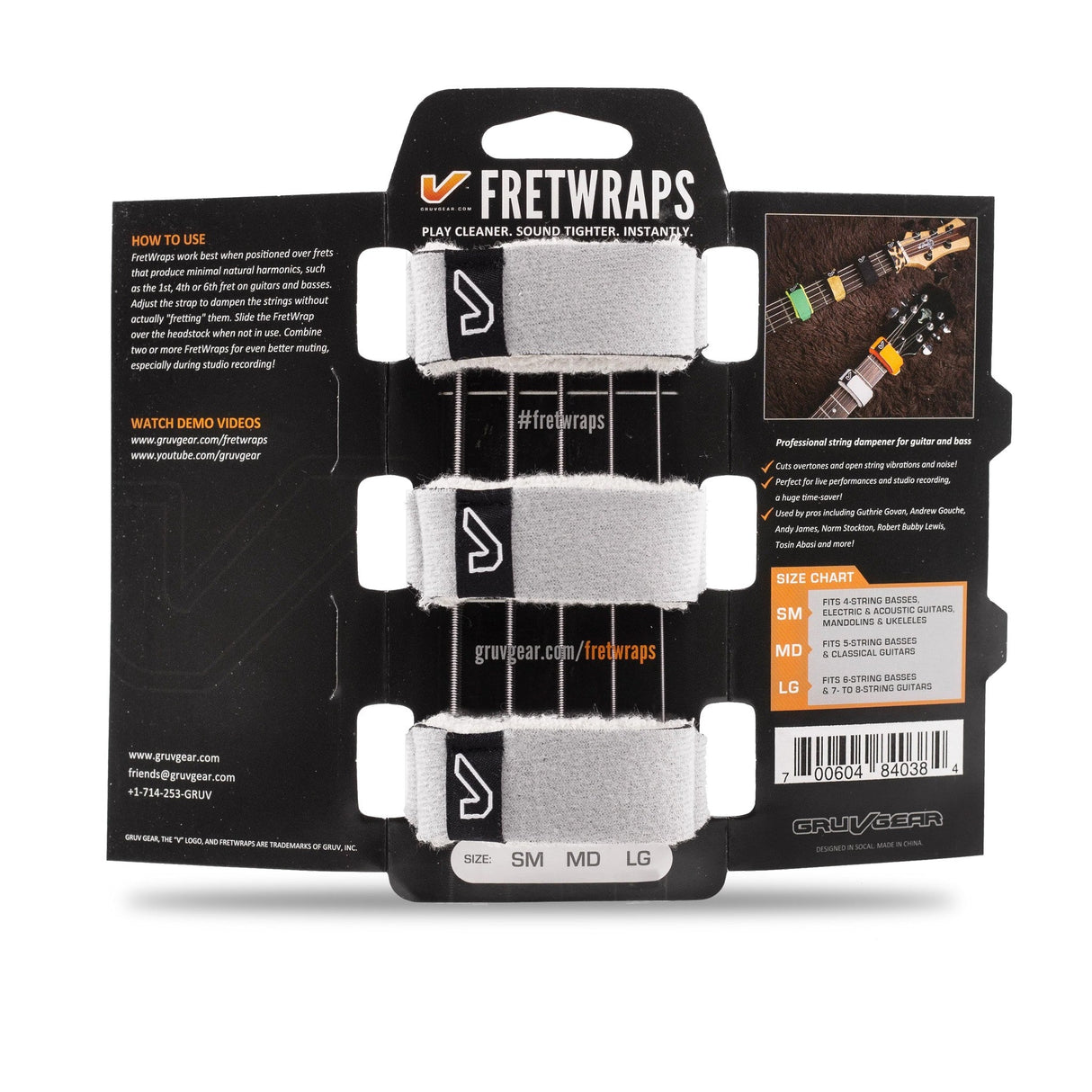 Gruv Gear FretWraps String Muter HD Stone 3-Pack White Medium - accessories