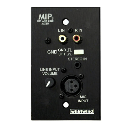 Whirlwind MIP3B 1-Gang Wall Input Plate with XLRF 3.5mm TRS Dual RCA Level Control Inputs Black