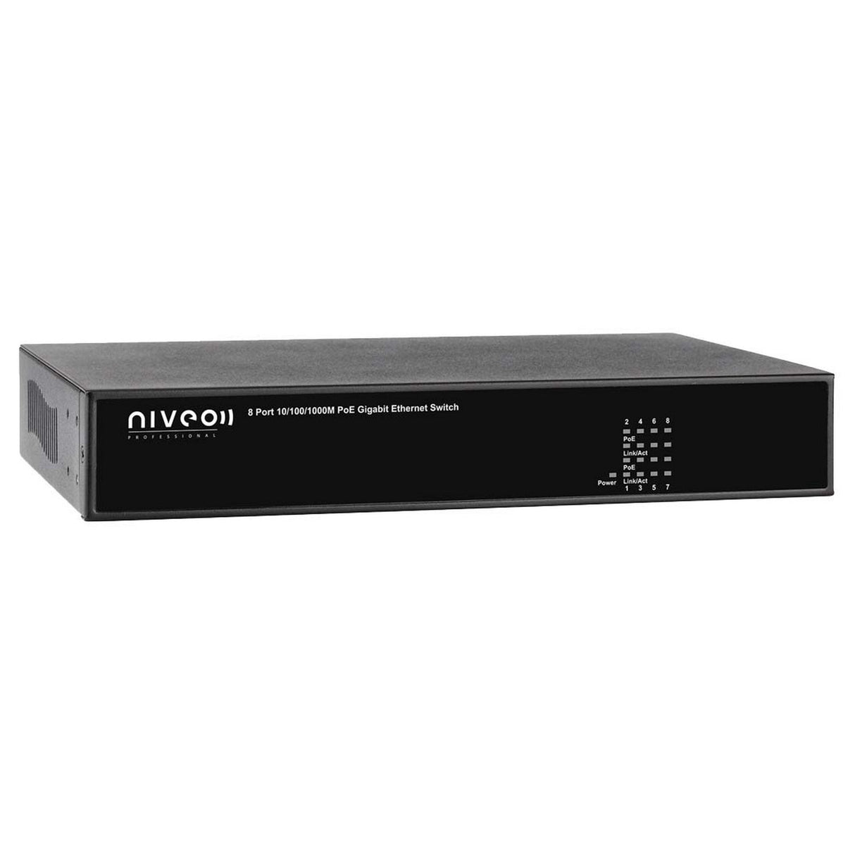 Niveo NGSE8H-AV 8-Port Gigabit High Power PoE + Rear Facing Switch