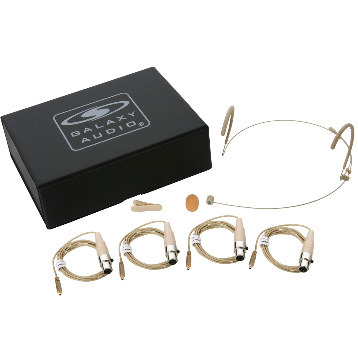 Galaxy Audio HSM8-UBG-4GAL Unidirectional Dual Ear Headset Microphone with Galaxy Audio/AKG Connector Cables Beige