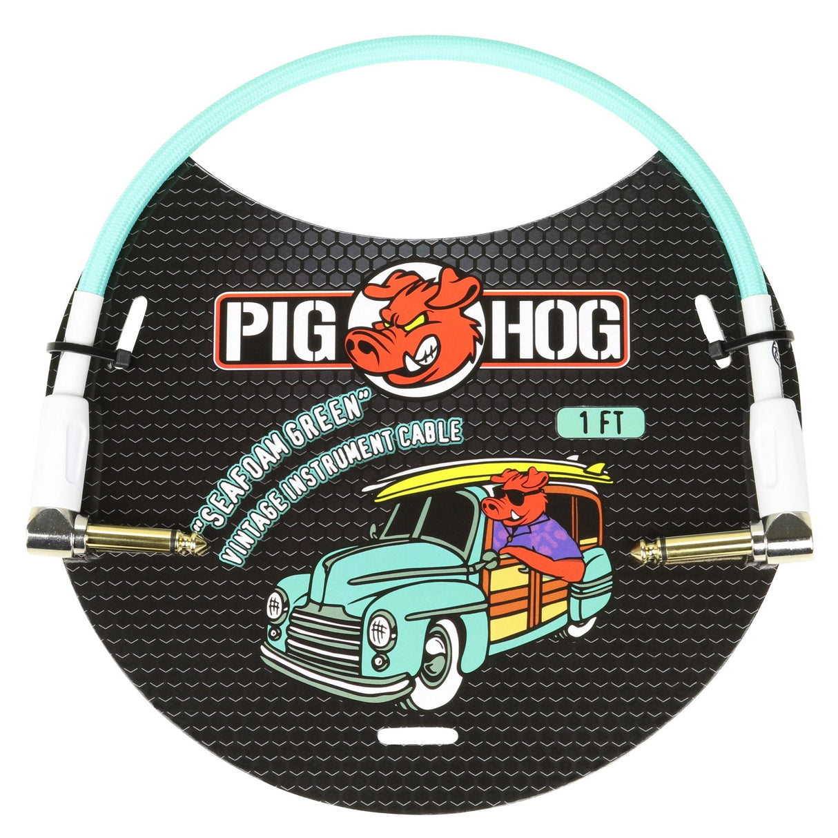 Pig Hog PCH1SGR ’Seafoam Green’ 1ft Right Angled Patch Cables