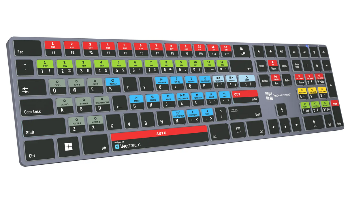 Logickeyboard TITAN Vimeo Livestream Wireless Backlit Keyboard for Windows