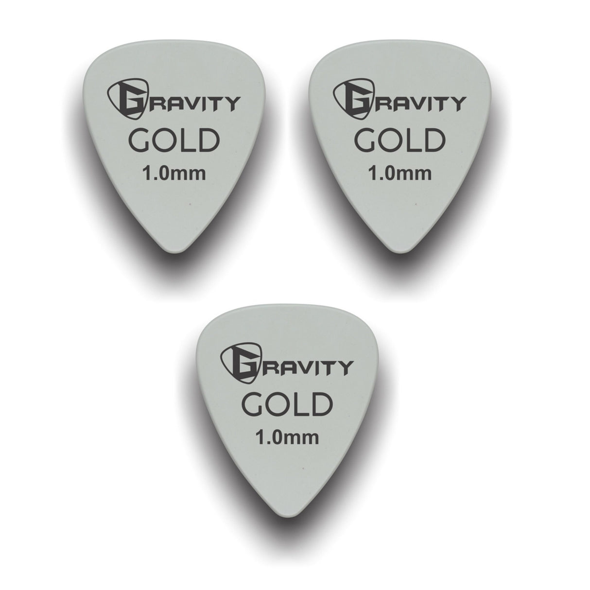 Gravity Picks GP10GY-3pk Colored Gold Series Picks Traditional 351 1.0mm Gray 3-Pack - accessories