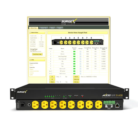 SurgeX SX-AX20E Axess ELITE 8 Receptacle IP Surge Eliminator/Power Conditioner 1RU 120V/20A