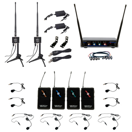 VocoPro BOOST-PLAY-4 Long-Range 4-Channel Digital Wireless Headset/Lavalier Microphone System 902-927.2 MHz