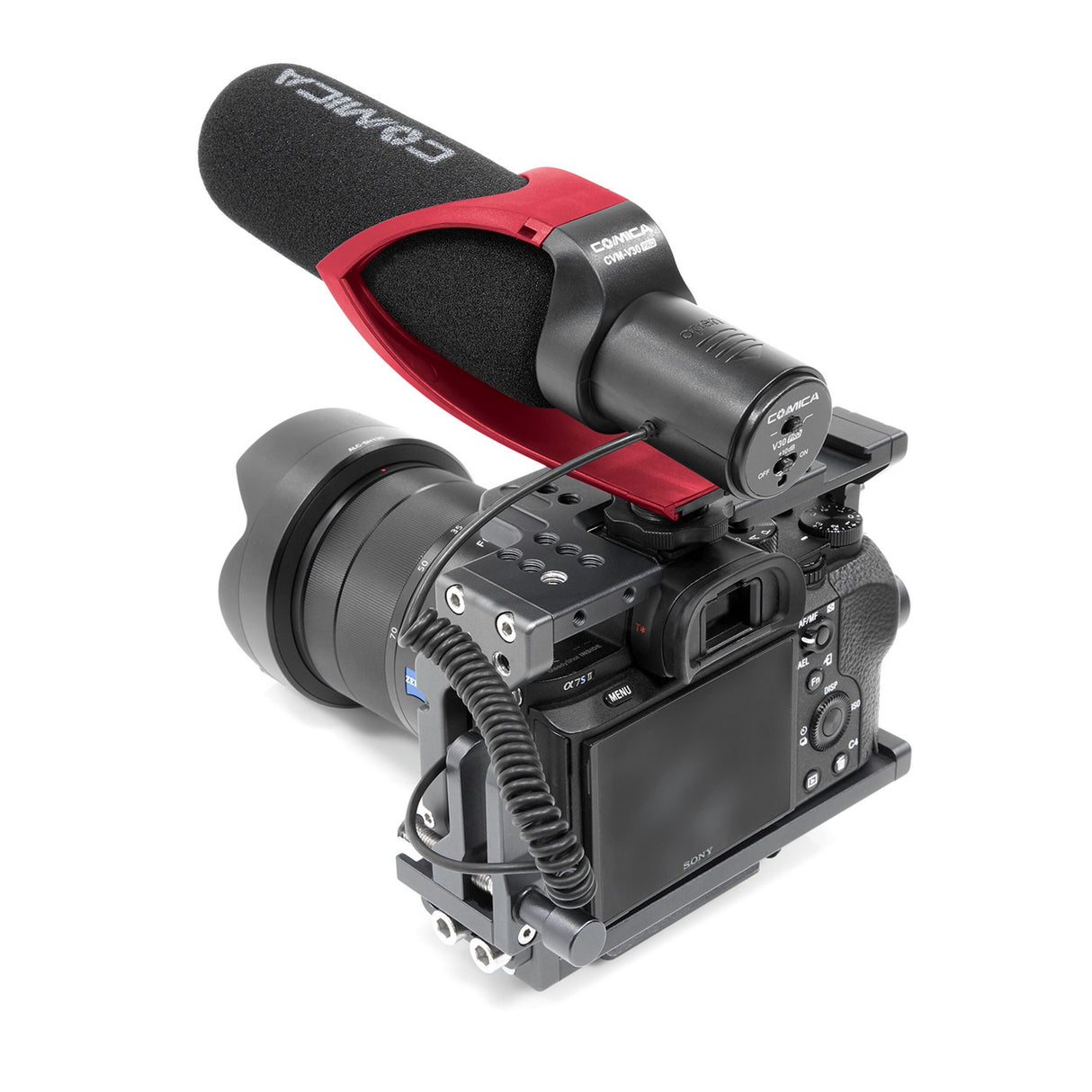 Comica CVM-V30-PRO-R Supercardioid Shotgun Microphone with3.5mm Jack Red