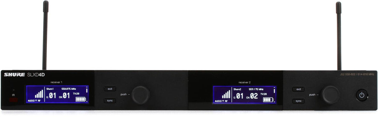 Shure SLXD4D Dual-Channel Digital Wireless Receiver - G58: 470 - 514 MHz
