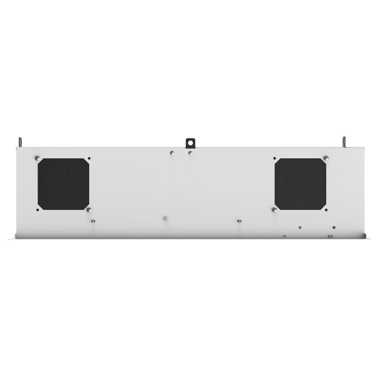 AtlasIED CR222 Series Ceiling-Mount Racks with 2RU Half-Width AmbiTILT Shelf and Integrated AC Power Pack