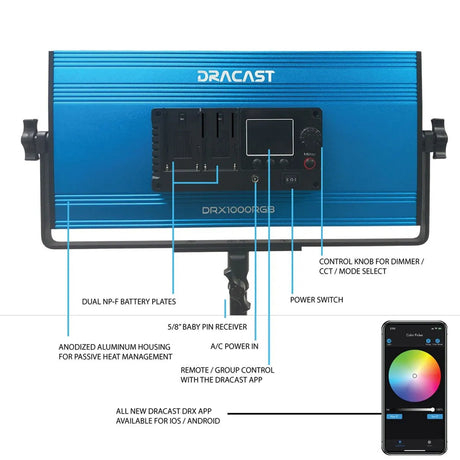Dracast DRX31000RGB X Series LED1000 RGB and Bi-Color LED 3 Light Kit with Injection Molded Travel Case