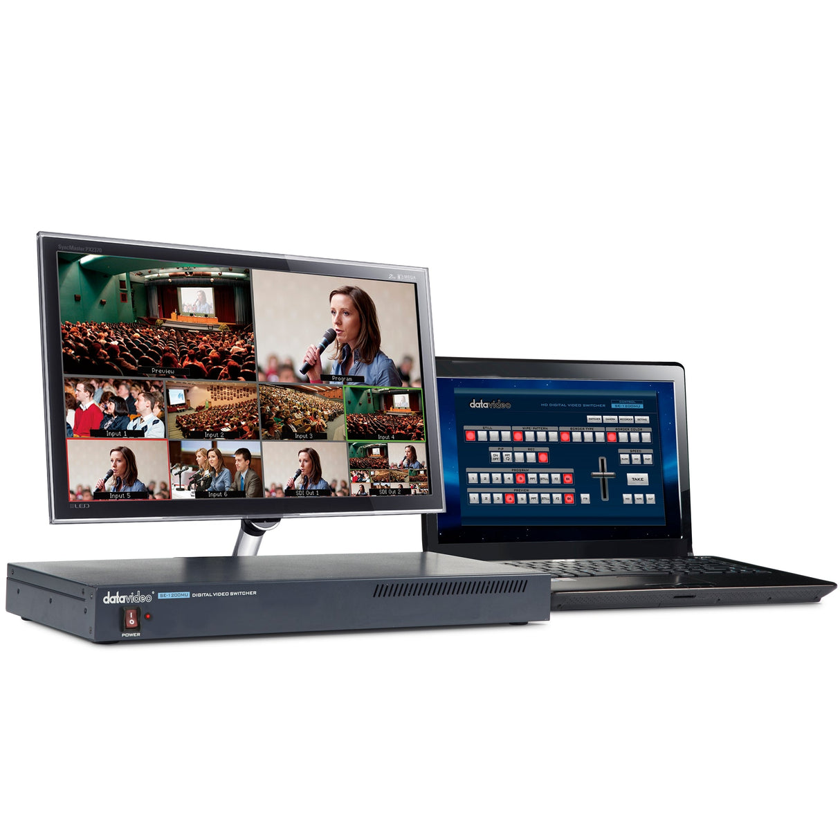 Datavideo SE-1200MU 4 SDI 2 HDMI Inputs 1RU HD Computer Controlled Switcher Mixer