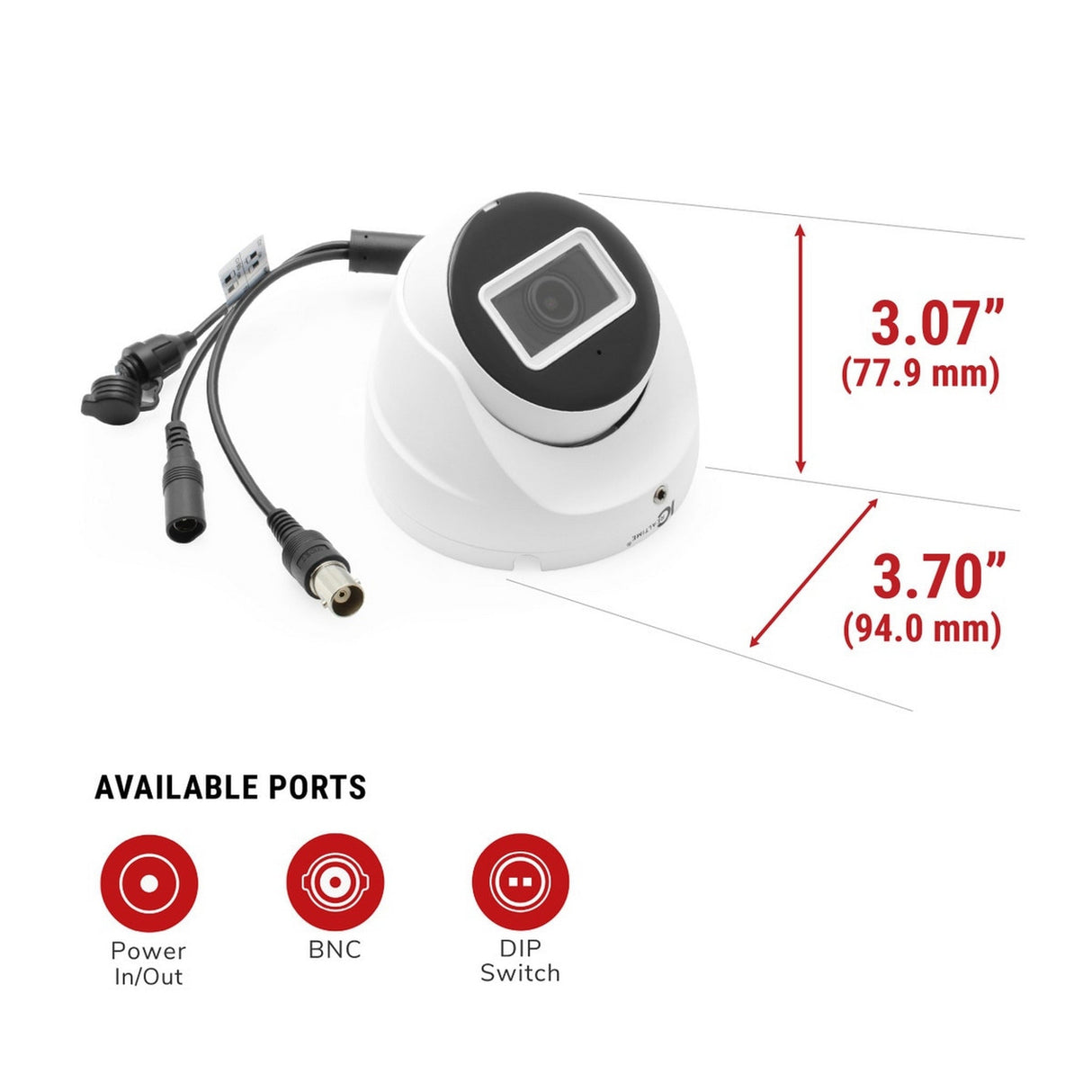IC Realtime HDEG-E50F-IR-M4 5MP HD-AVS Dome Security Camera, 2.8mm Fixed Lens, 98ft Smart IR Night Vision, Built-in Mic, Indoor/Outdoor