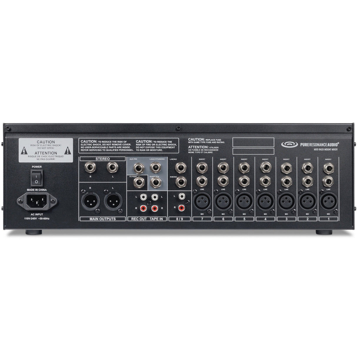 Pure Resonance Audio School Gym Sound System with (8) P115 15-Inch Passive PA Speakers, MX9 Mixer, (2) LA21000 Power Amplifiers, and WMS1-HH Wireless Handheld Microphone