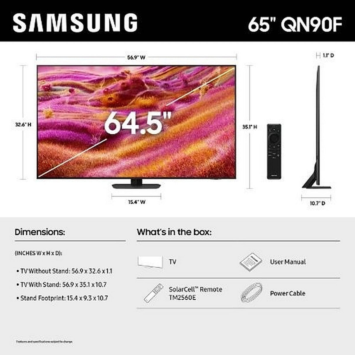 Samsung QN65QN90FAFXZC 65-Inch QN90 Series Neo QLED 4K Smart TV