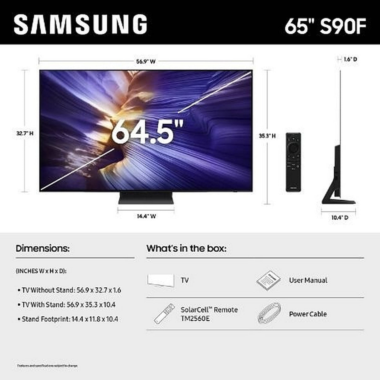Samsung QN65S90FAFXZA 65-Inch S90F Series OLED 4K Smart TV