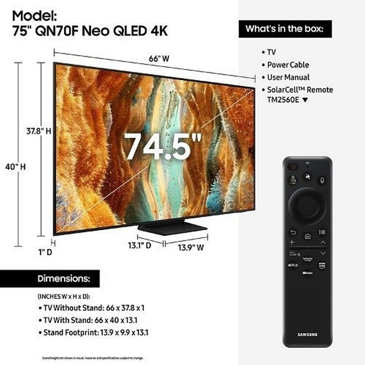 Samsung QN75QN70F 75-Inch Neo QLED 4K Smart TV
