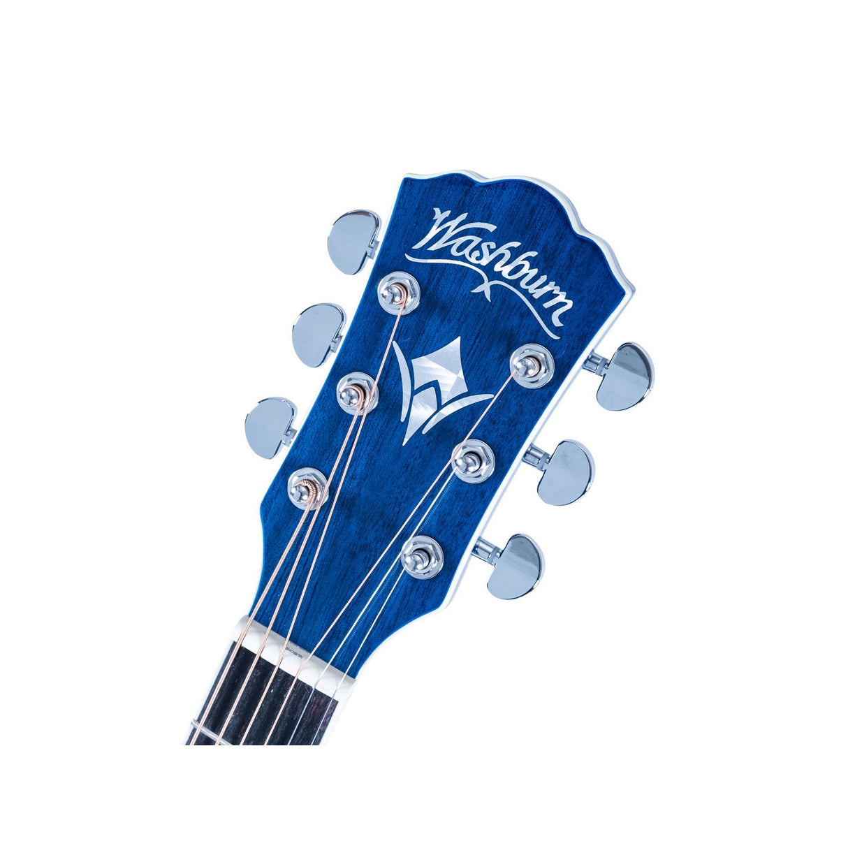 Washburn EA15 Festival Series Mini Jumbo Cutaway Acoustic Electric Guitar, Flame Transparent Blue Finish