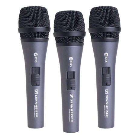 Sennheiser e835-S 3 Pack Cardioid Dynamic Microphones with Clips Carrying Pouches