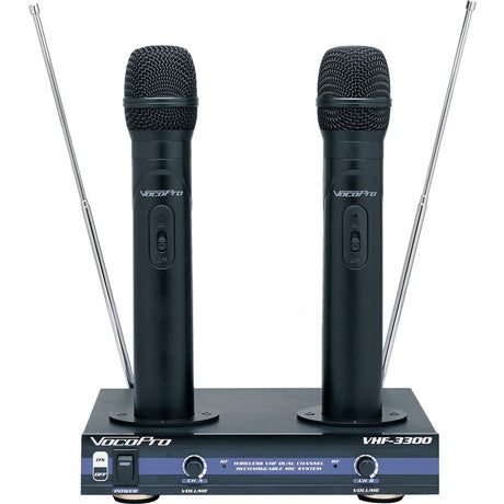 VocoPro VHF-3300 2-Channel VHF Rechargeable Wireless Microphone System