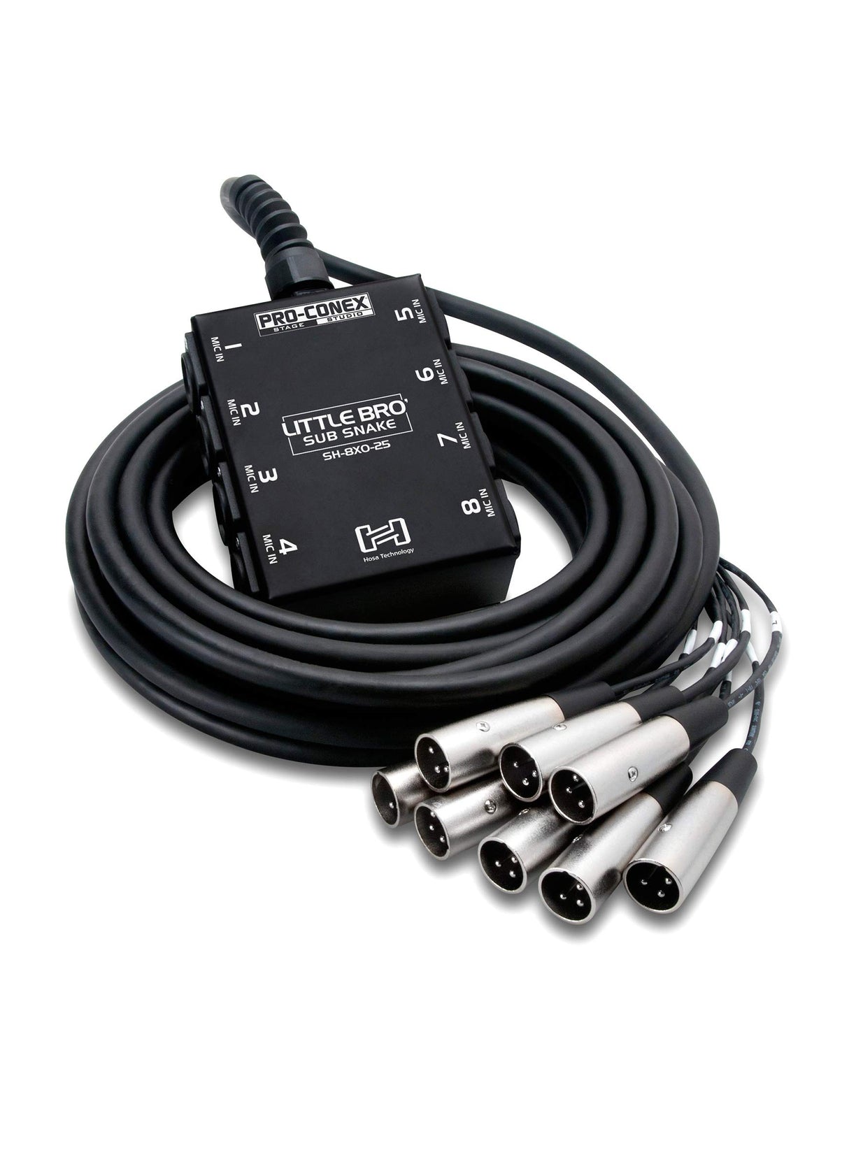 Hosa SH-8X0-50 Pro-Conex Little Bro Sub Snake Cable 8 x XLR Sends and No Returns 50 Foot