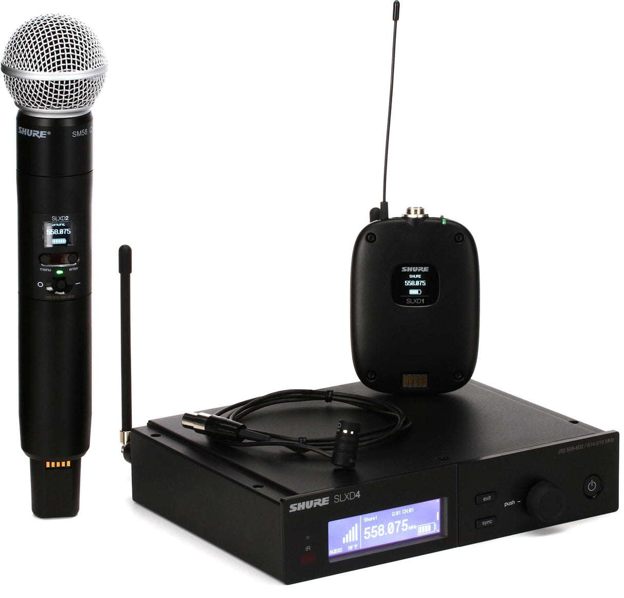 Shure SLXD124/85 Wireless Lavalier and SM58 Handheld Combo Microphone System - G58: 470 - 514 MHz
