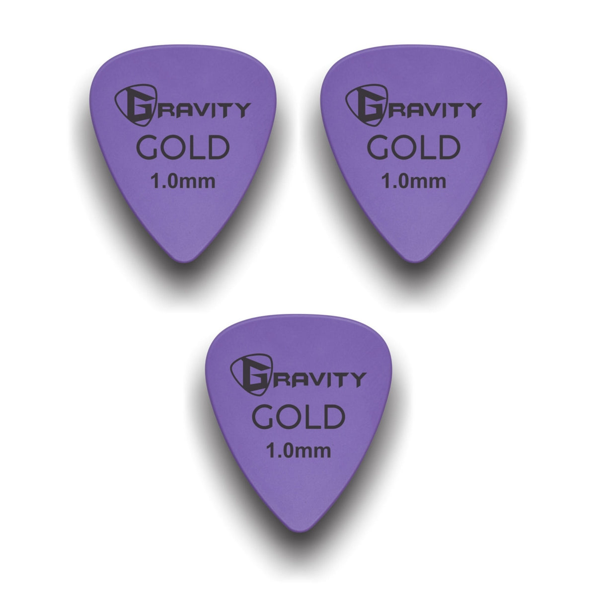 Gravity Picks GP10PU-3pk Colored Gold Series Picks Traditional 351 1.0mm Purple 3-Pack - accessories