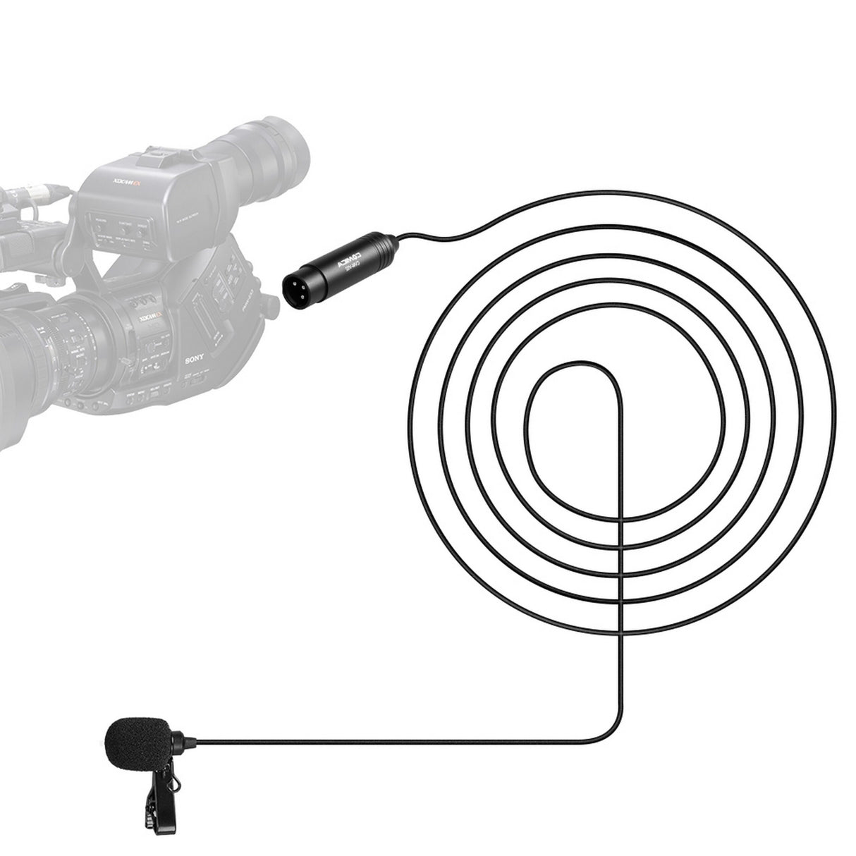 Comica CVM-V02C Cardioid XLR Lavalier 48V Interview Microphone, 1.8M (Used)
