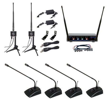 VocoPro BOOST-CONFERENCE-4 Long-Range Digital Wireless Microphone System 4 Set