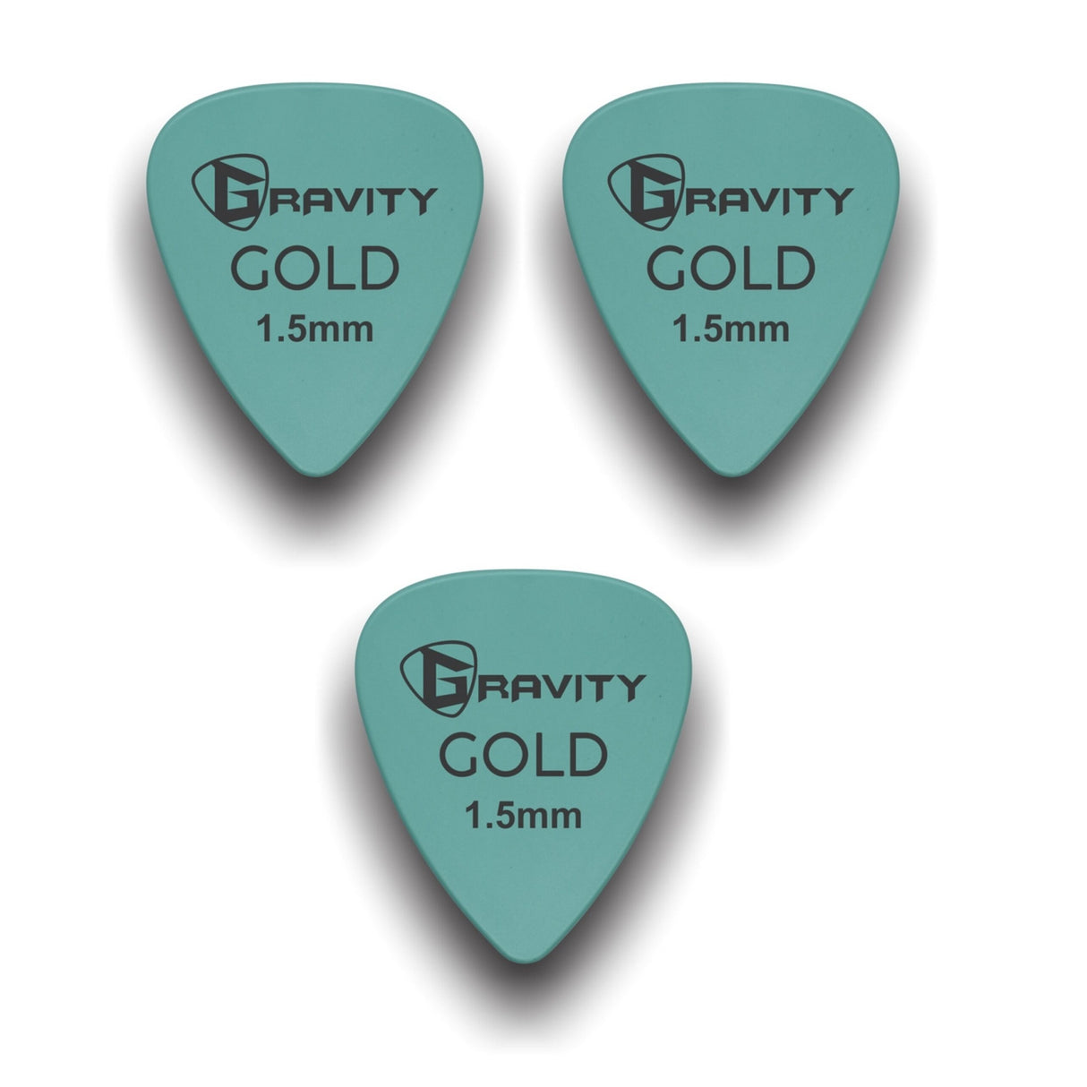 Gravity Picks GP15SF-3pk Colored Gold Series Picks Traditional 351 1.5mm Sea Foam 3-Pack - accessories