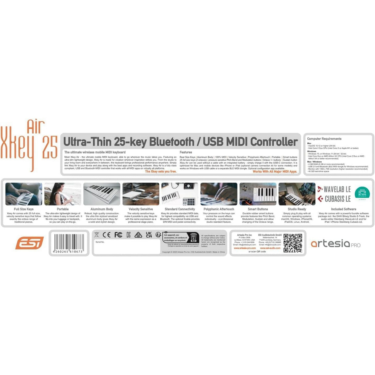 ESI Xkey 25 Air Bluetooth MIDI Keyboard Controller