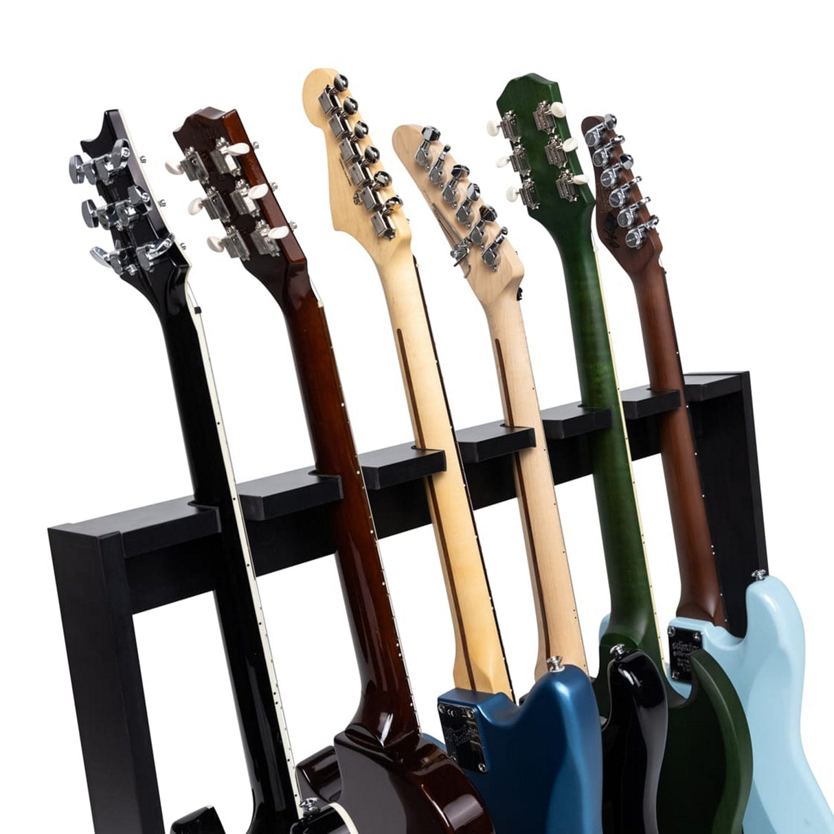 Gator GFW-GTR-WD6RK-BLK Frameworks Wooden Guitar Rack for 6 Guitars Black - accessories