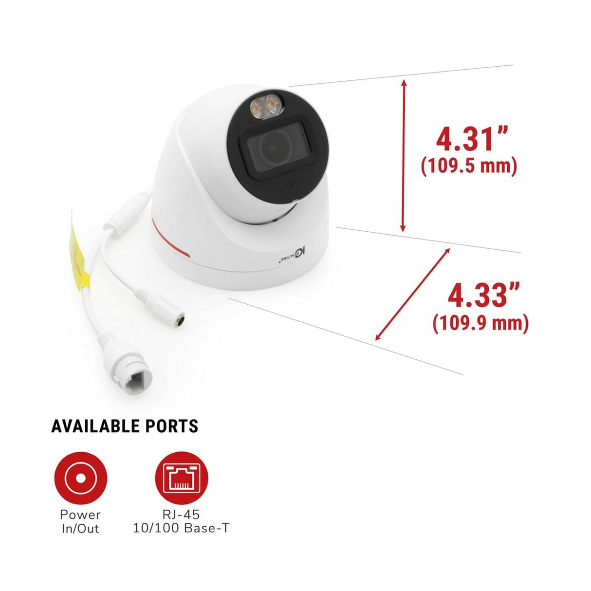IC Realtime IPMX-E40F-W2-LED 4MP Full-Color LED AI Eyeball Network Camera