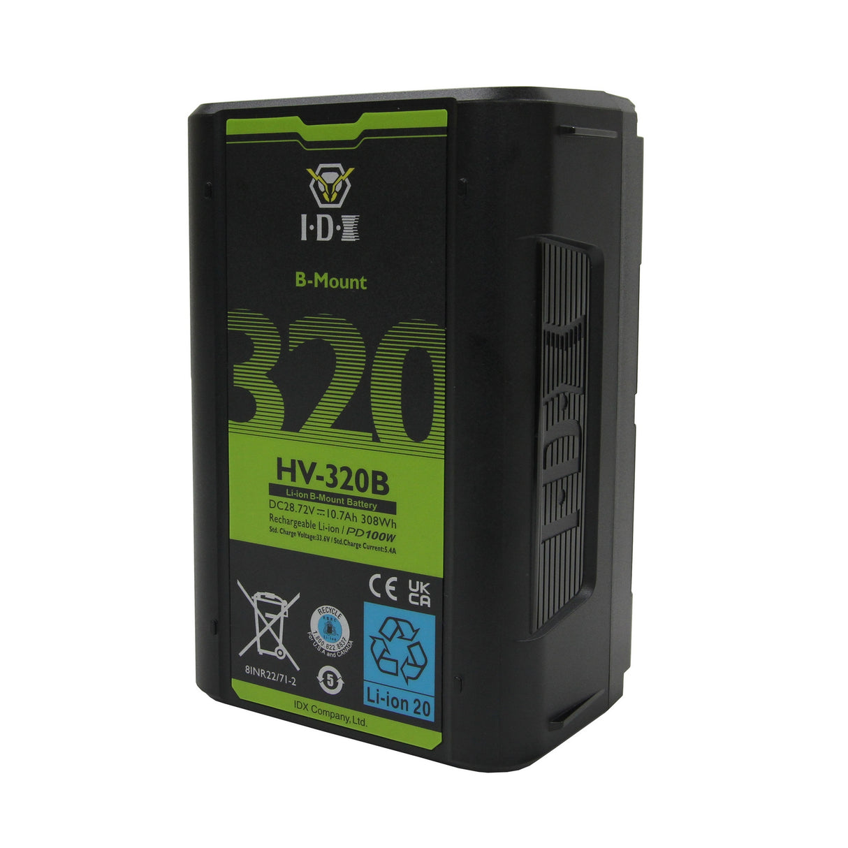 IDX HV-320B 28.8V Li-Ion Camera Battery with 2x D-Tap and USB-PD, B-Mount