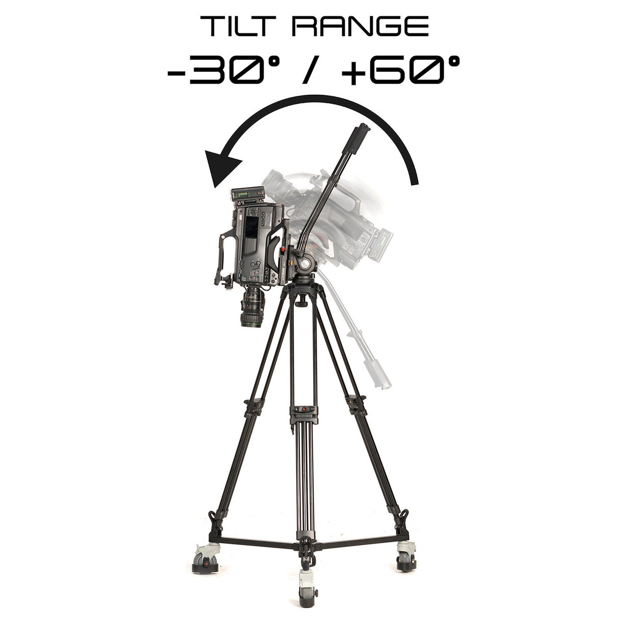 Ikan EG20A2D 2-Stage Aluminum 100mm Fluid Head Tripod and Dolly Kit with Counterbalance