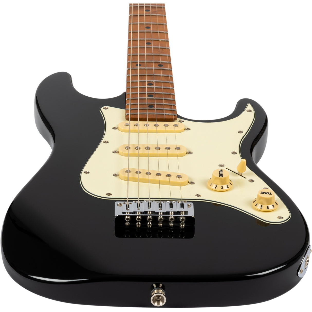 Jet Guitars JS-300 Mini Roasted Maple Electric Guitar, Black Finish