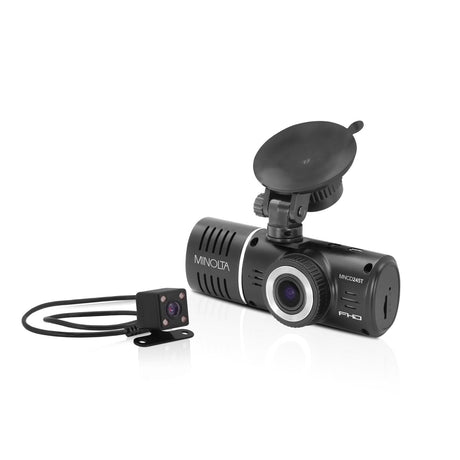 Minolta MNCD245T 3-Channel 1080p Car Camcorder with 2.45-Inch LCD and Rear Camera Black