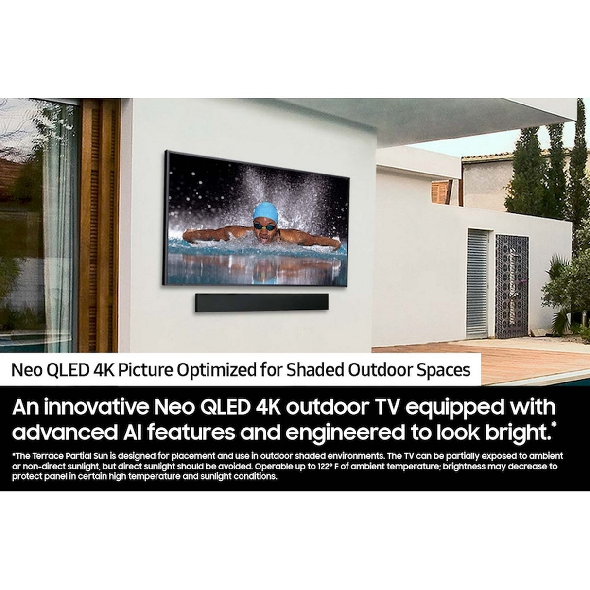 Samsung QN65LST7DAFXZA The Terrace Series Partial Sun Neo QLED 4K Smart Outdoor TV, 65-Inch