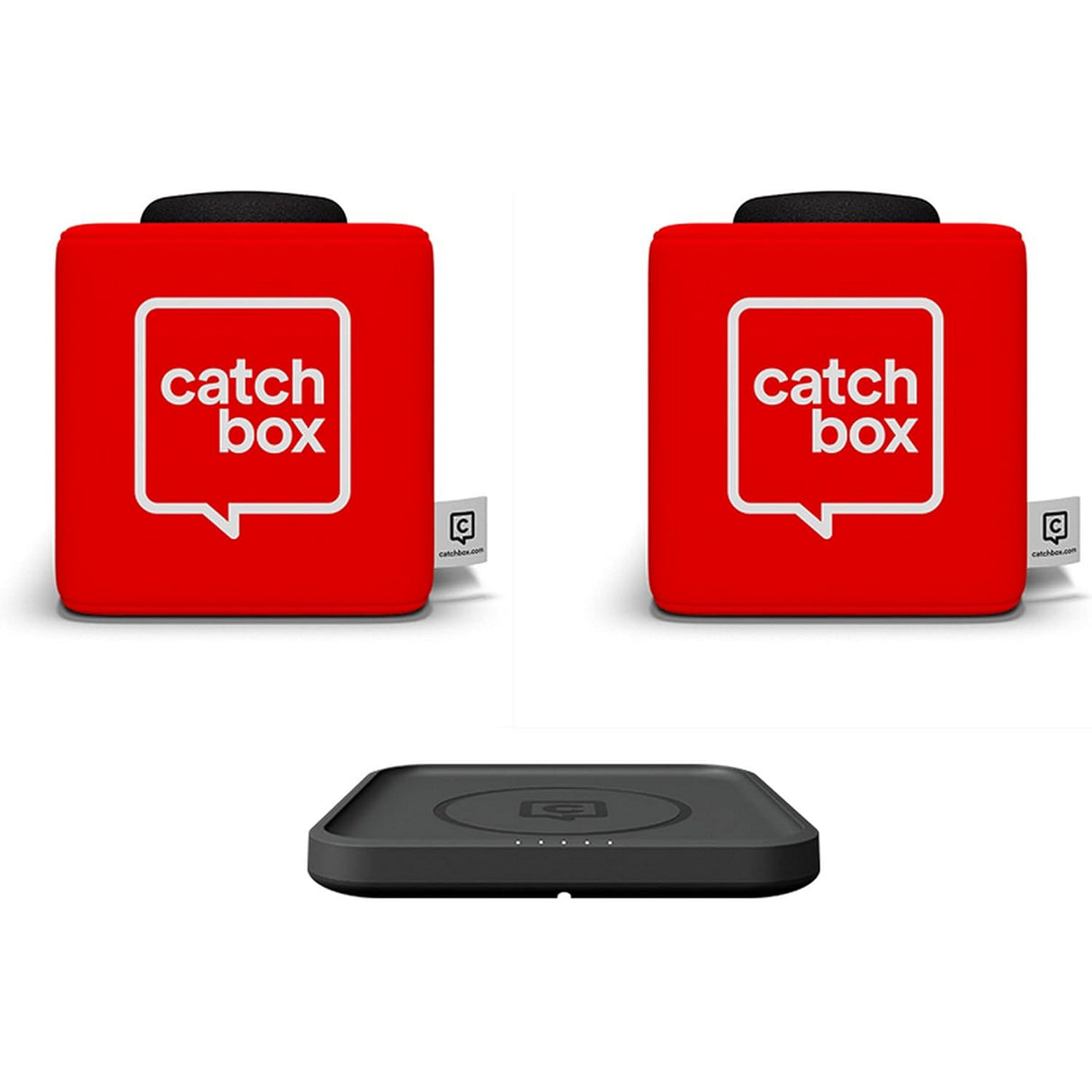 Catchbox Plus Pro Throwable Microphone System with 2 Cubes 1 Hub Receiver and 1 Wireless Charger (Old Version) - Red