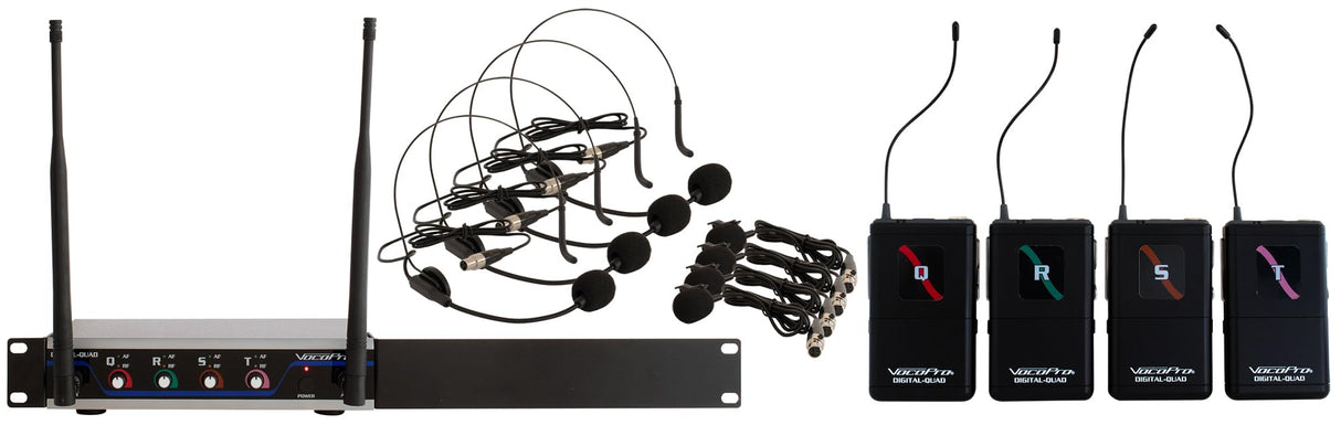 VocoPro Digital-Quad-B-500 4-Channel UHF Wireless Microphone System