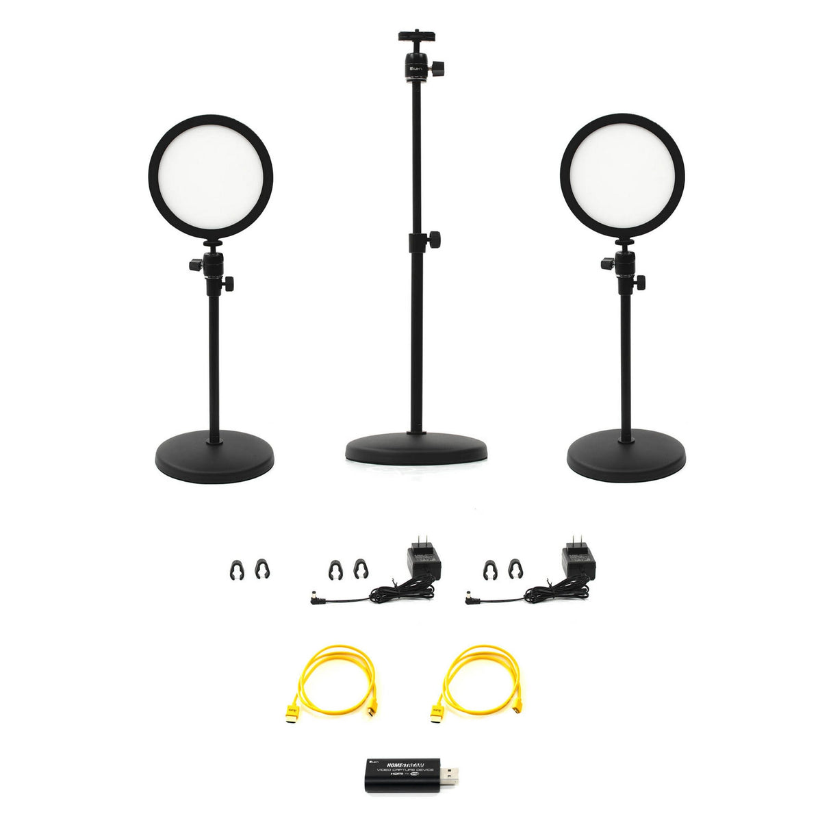 Ikan HomeStream Video Kit 1 with 2 Desktop Lights HDMI Capture Device and Variable Height Camera Stand